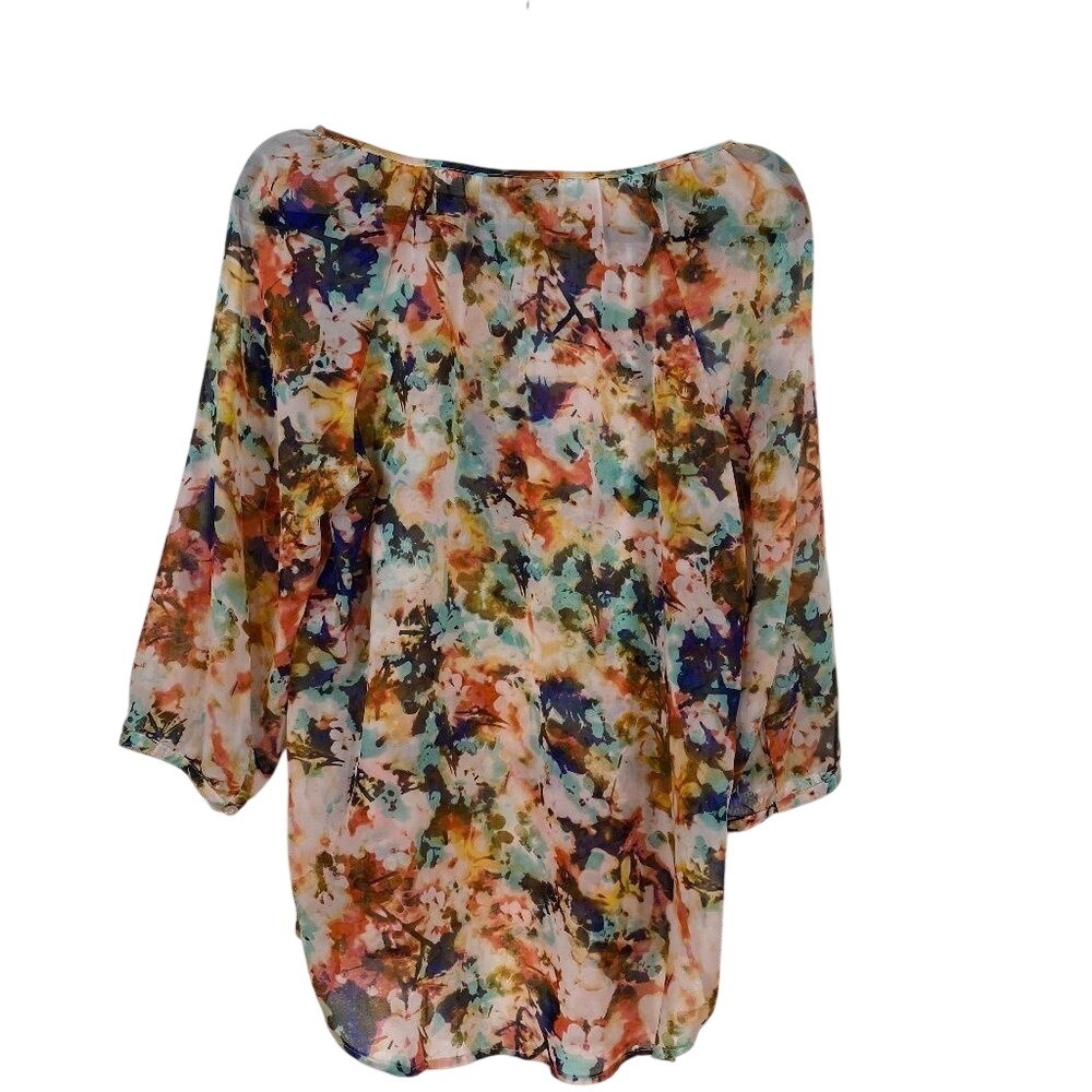 A.N.A FLORAL LONG SLEEVE BLOUSE SHIRT - Picture 3 of 4